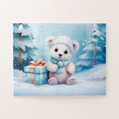 Feestelijke Polar Beer Kerst Kinder puzzel (Horizontaal)