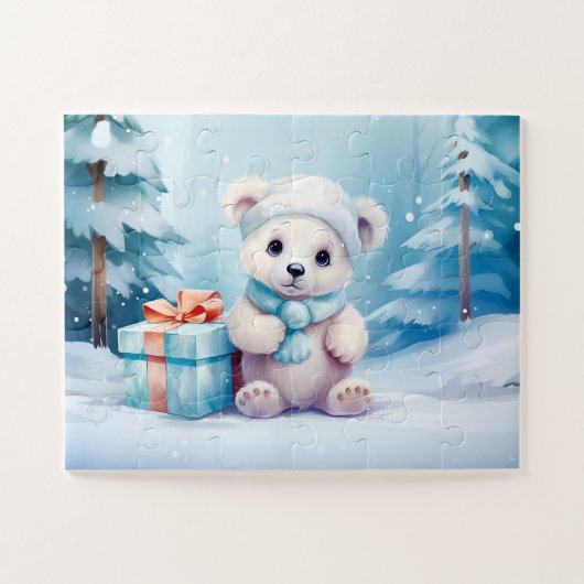 Feestelijke Polar Beer Kerst Kinder puzzel Legpuzzel (Horizontaal)