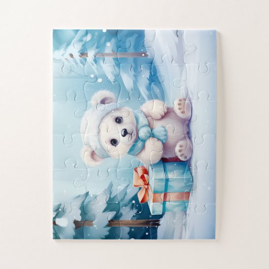 Feestelijke Polar Beer Kerst Kinder puzzel Legpuzzel (Verticaal)