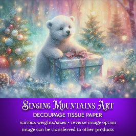Feestelijke Polar Beer met Giant Gift Decoupage Tissuepapier