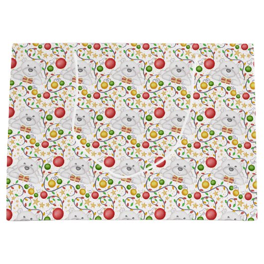 Feestelijke Polar Beren Kerstvakantie Groot Cadeauzakje (Voorkant)