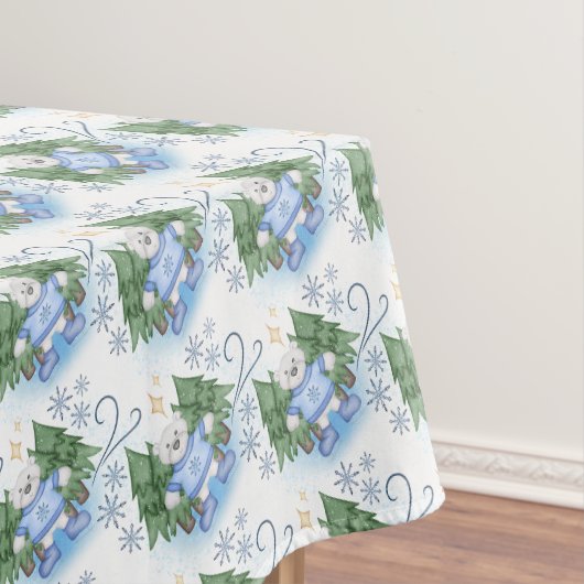 Feestelijke Polar Beren Kerstvakantie Tafelkleed (Voorbeeld)