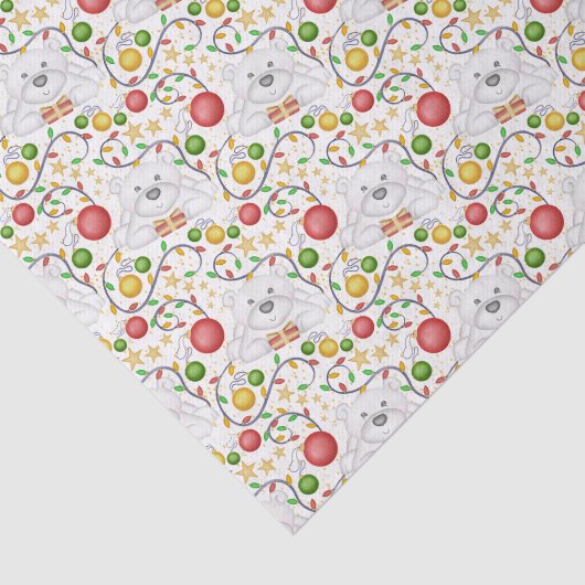 Feestelijke Polar Beren Kerstvakantie Tissuepapier (Detail)