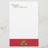 Feestelijke Polka Dots en Holly Christmas Statione Briefpapier (Voorkant)