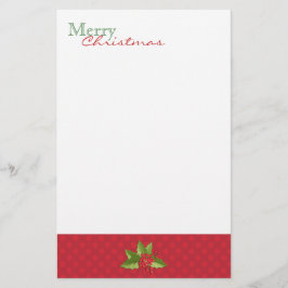 Feestelijke Polka Dots en Holly Christmas Statione Briefpapier