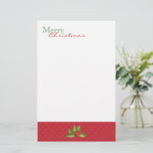 Feestelijke Polka Dots en Holly Christmas Statione Briefpapier (Staand voorkant)
