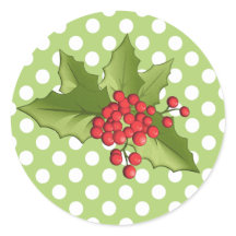 Feestelijke Polka Dots en Holly Kerst stickers
