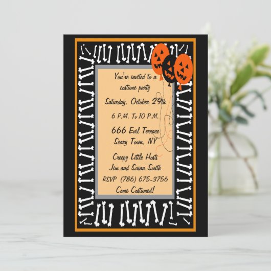 Feestelijke pompoen ballonnen Party uitnodiging (Staand voorkant)