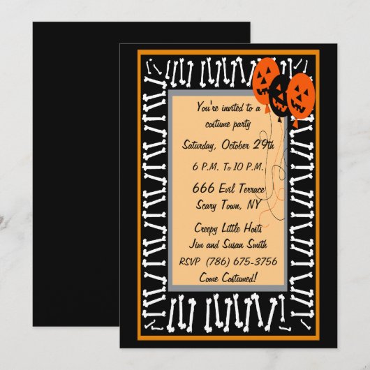 Feestelijke pompoen ballonnen Party uitnodiging (Voorkant / Achterkant)