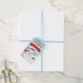 Feestelijke Poolvos in Kerstmannenhoed Kerstmis Cadeaulabel (Met Touw)