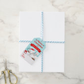 Feestelijke poolvos in kerstmuts Kerstmis Cadeaulabel (Met Touw)