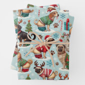 Feestelijke Pooping Dogs in Holiday Sweaters Inpakpapier Vel (In situ)