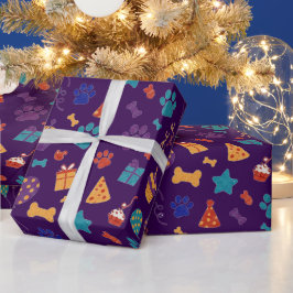 Feestelijke Pootafdrukken & Feestelijke Honden Tra Cadeaupapier