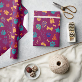 Feestelijke Pootafdrukken & Feestelijke Hulpjes Hu Cadeaupapier