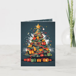 Feestelijke Pop Kunst Kerstboom Display Kaart