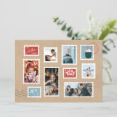 Feestelijke postzegel Foto Kerst Kaart (Staand voorkant)