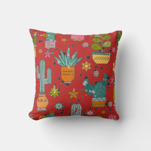 Feestelijke Pot Cactus Patroon Kussen