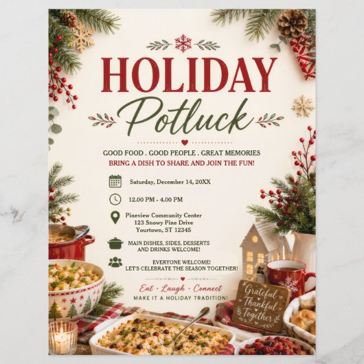 Feestelijke Potluck Flyer (Voorkant)