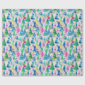 Feestelijke Preppy Kerstbomen Patroon Cadeaupapier (Vlak)