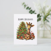 Feestelijke Prettige Feestdagen giraffe Kerstmis (Staand voorkant)