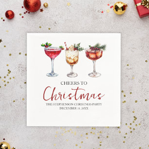 Feestelijke proost op Kerst waterverf cocktails Servet