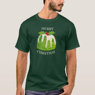 Feestelijke pudding groen  GLITTER SPARKLE   Kerst T-shirt
