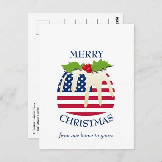 Feestelijke Pudding met Patriottische USA FLAG Ker Briefkaart (Voorkant / Achterkant)