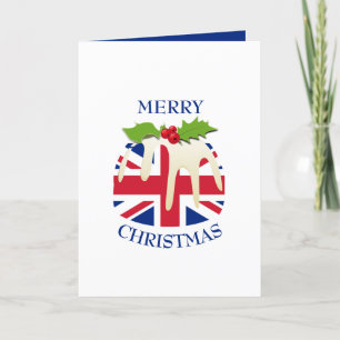 Feestelijke pudding met   UNION JACK   Christmas Feestdagen Kaart