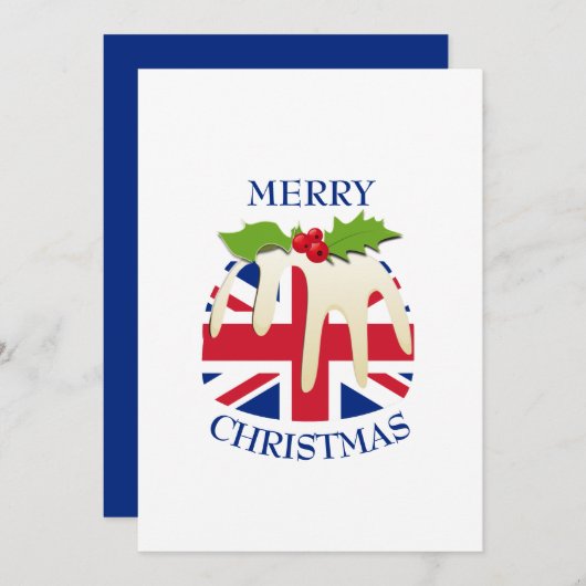 Feestelijke pudding met | UNION JACK | Christmas Feestdagenkaart (Voorkant / Achterkant)