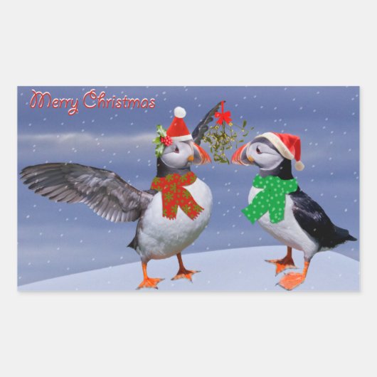 Feestelijke Puffins Sticker (Voorkant)