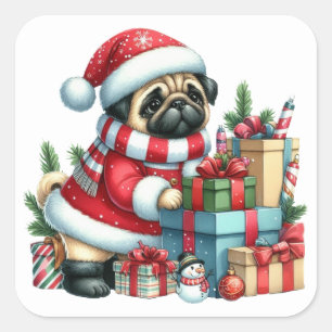 Feestelijke Pug Stickers