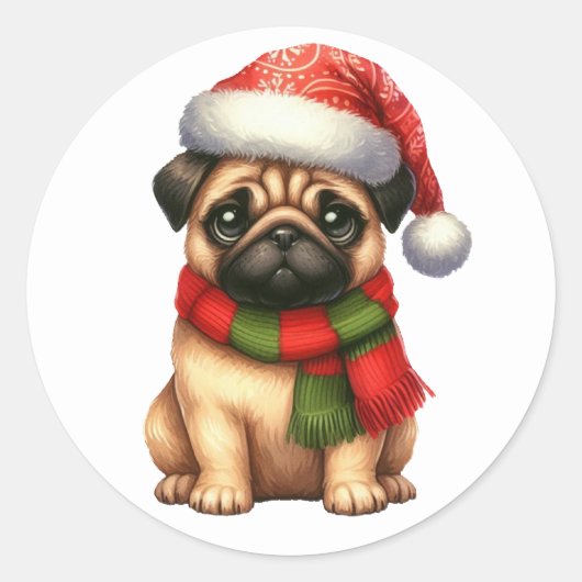 Feestelijke Pug Stickers (Voorkant)
