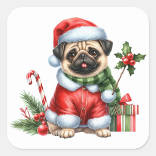 Feestelijke Pug Stickers