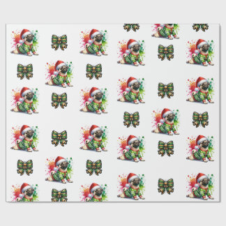 Feestelijke Pug Wrapping Paper – Christmas Dog Del Cadeaupapier