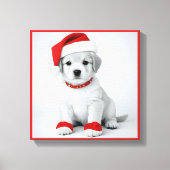 Feestelijke pup in kerstkostuums - Holiday Vibes Canvas Afdruk (Voorkant)
