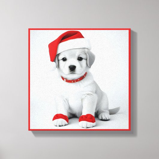 Feestelijke pup in kerstkostuums - Holiday Vibes Canvas Afdruk (Voorkant)