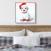 Feestelijke pup in kerstkostuums - Holiday Vibes Canvas Afdruk (Insitu (Slaapkamer))