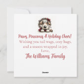 Feestelijke Pup & Krans Feestdagenkaart (Achterkant)