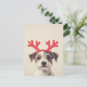Feestelijke pup met rendiergewei briefkaart (Staand voorkant)