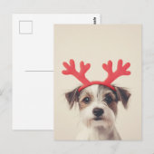 Feestelijke pup met rendiergewei briefkaart (Voorkant / Achterkant)