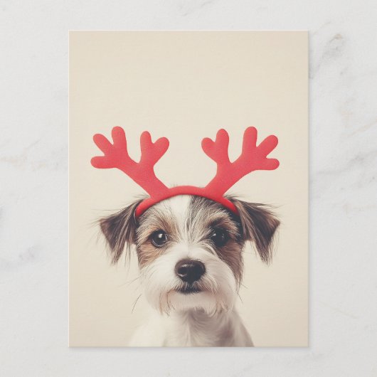 Feestelijke pup met rendiergewei briefkaart (Voorkant)