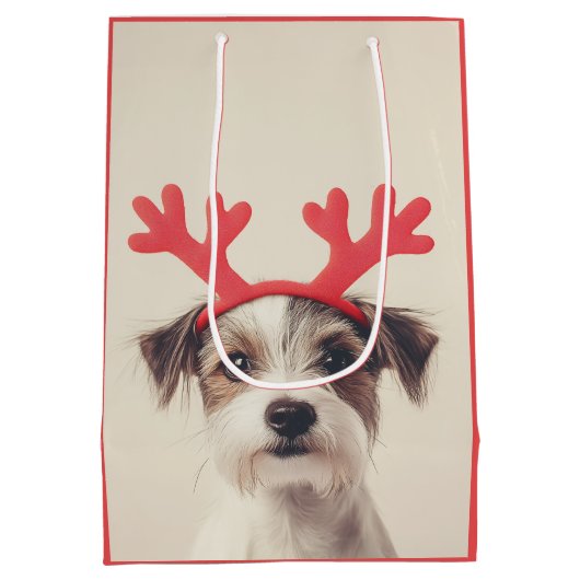 Feestelijke pup met rendiergewei medium cadeauzakje (Achterkant)