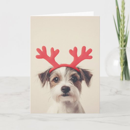 Feestelijke Pup met Rendierhoorns (Voorkant)