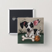 Feestelijke Pup voor Halloween: Spotted Dog Geniet Vierkante Button 5,1 Cm (Voorkant /achterkant)