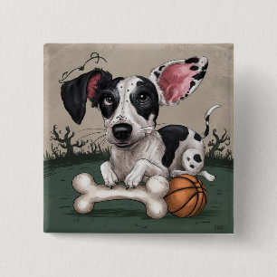 Feestelijke Pup voor Halloween: Spotted Dog Geniet Vierkante Button 5,1 Cm