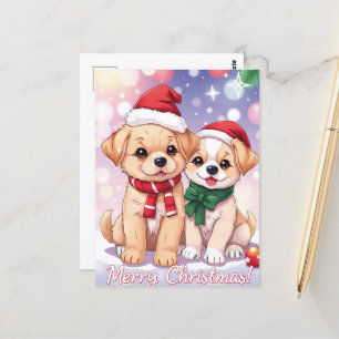 Feestelijke Puppies met Holiday Cheer Christmas Briefkaart