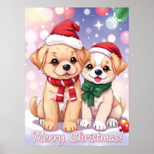 Feestelijke Puppies met Holiday Cheer Christmas Poster