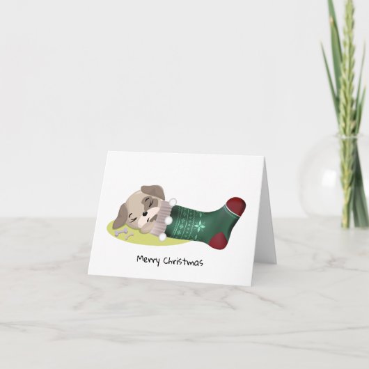 feestelijke puppy feestdagen kaart (Voorkant)