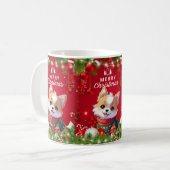 "Feestelijke Puppy Kerstmis" Koffiemok (Voorkant links)