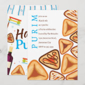 Feestelijke Purim Hamentashen Uitnodiging (Voorkant / Achterkant)